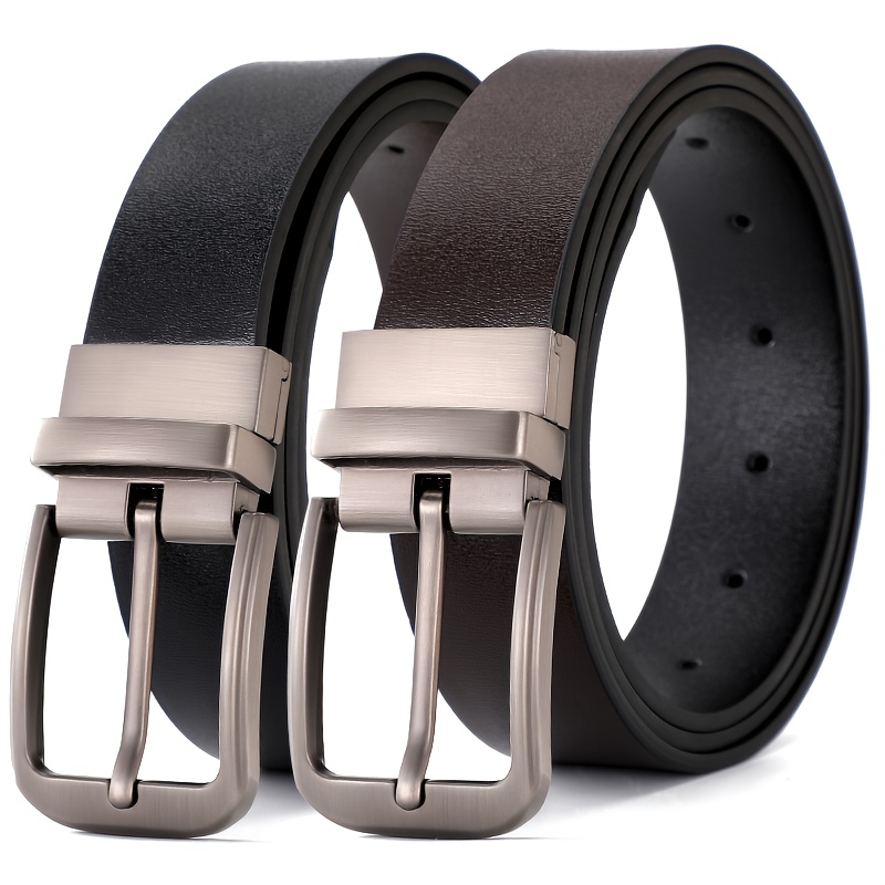Men's Reversible Buckle Belt for Business Use